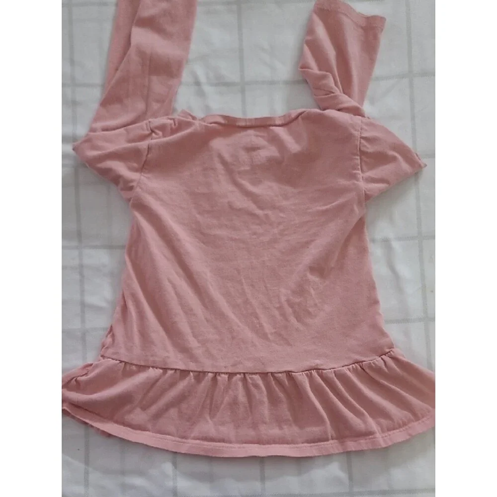 Carter's 4T Girls Pink Long-Sleeve Peplum Top with Navy Floral Heart